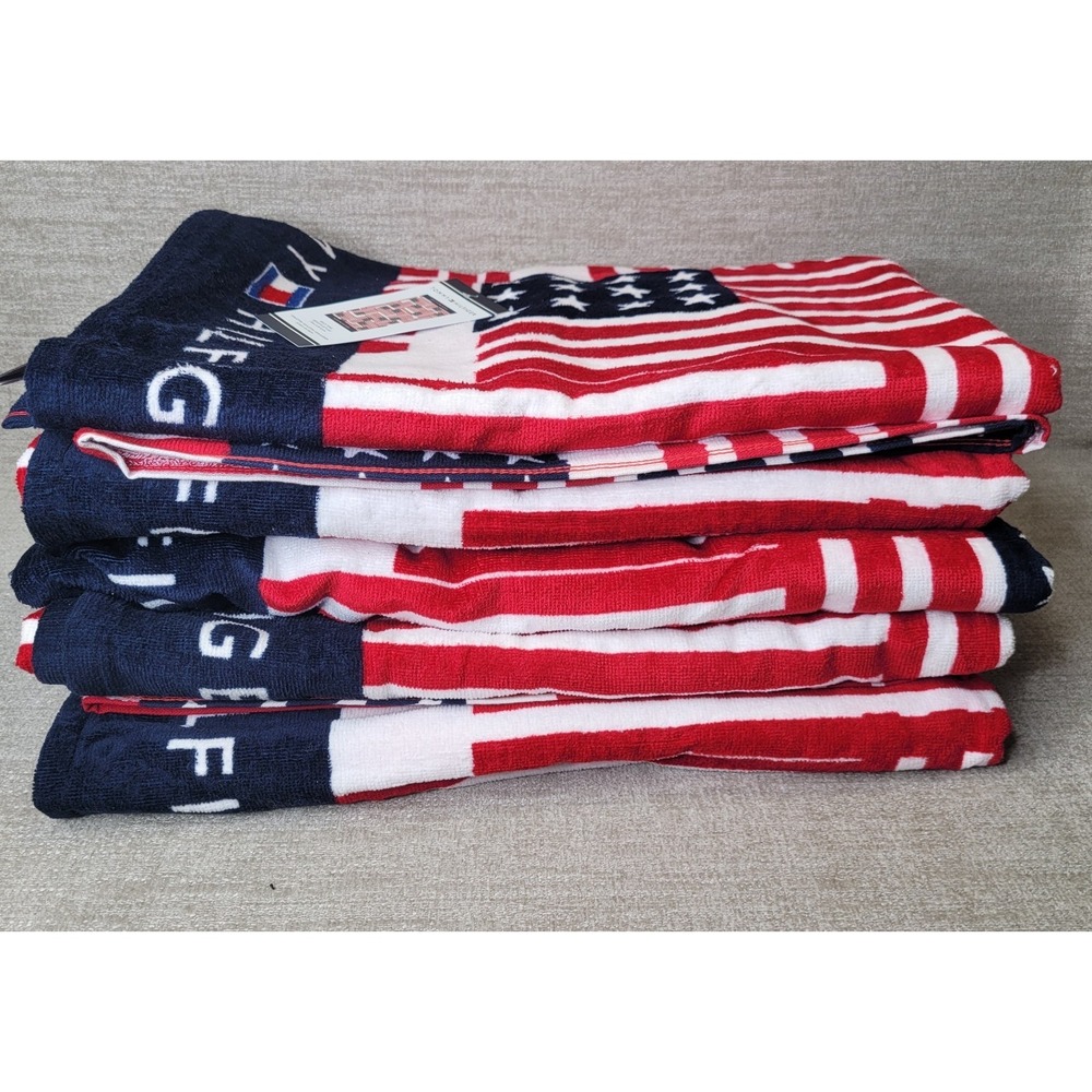 5 Tommy Hilfiger Patriotic USA Flag Red White & Blue Beach Towels 35x66" w/ Tags - Picture 12 of 14